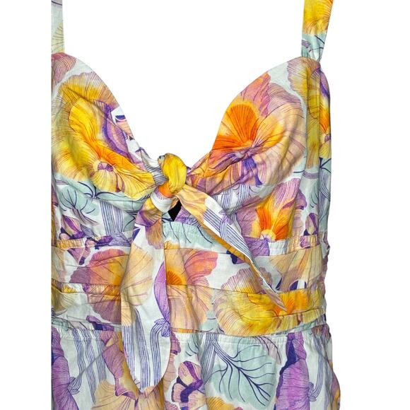 Anthropologie X Cecilia Pettersson Floral Tie-Front Midi Dress Sz 14 Cottagecore - Picture 6 of 14